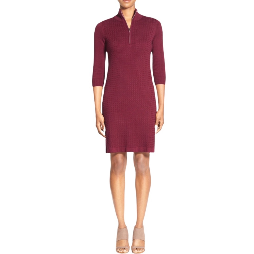 TOMMY BAHAMA Half Zip Long Sleeve Sweater Dress